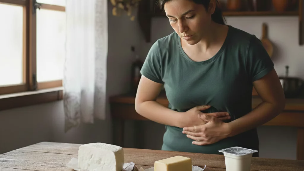 Imagen de una persona con intolerancia a la lactosa