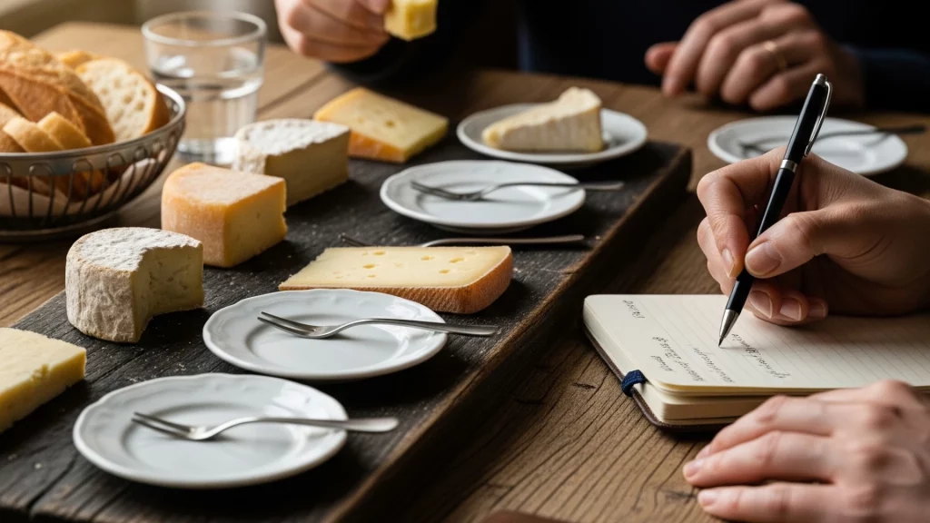 Imagen de una persona llevando a cabo un análisis sensorial del queso